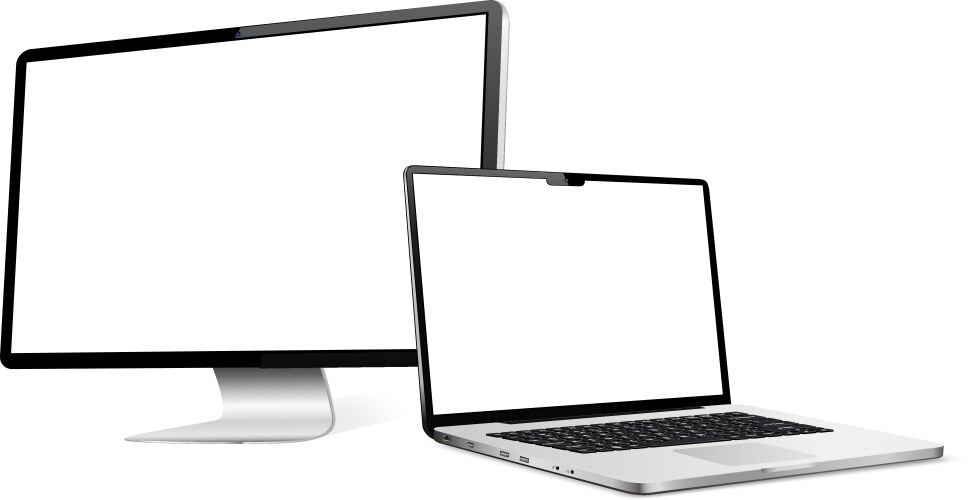 Responsive design computer display with laptop vector image