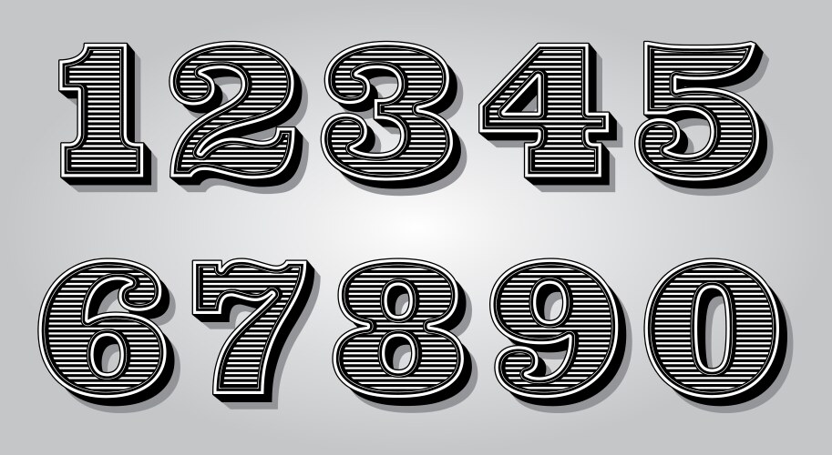 Stylized Set Numbers Vector Images (over 1,300)