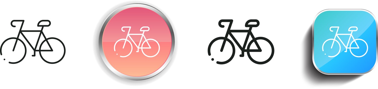 Bicycle icon thin linear regular and button style vector image