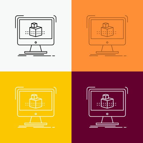 3d cube dimensional modelling sketch icon over vector image
