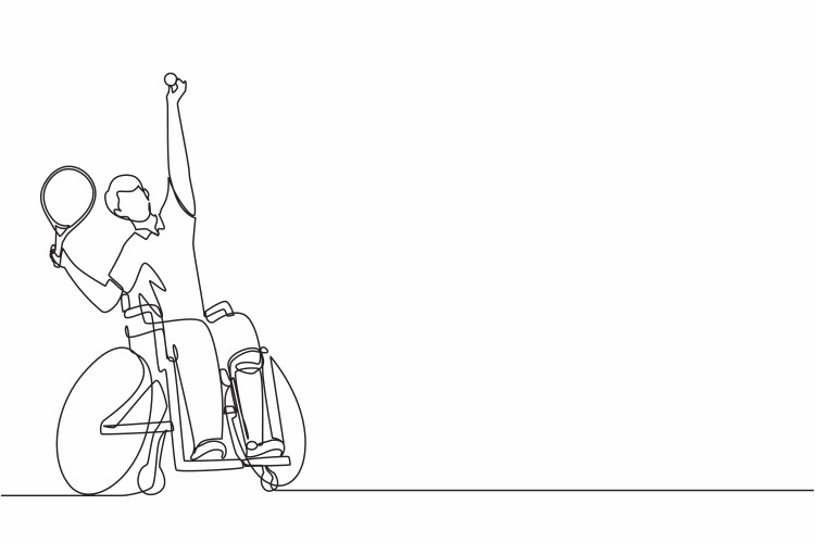 Continuous one line drawing wheelchair tennis Vector Image