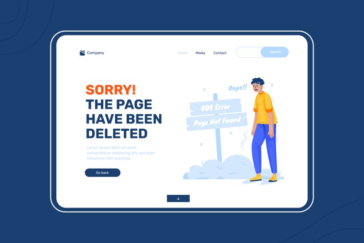 Error message 404 page not found on landing vector image