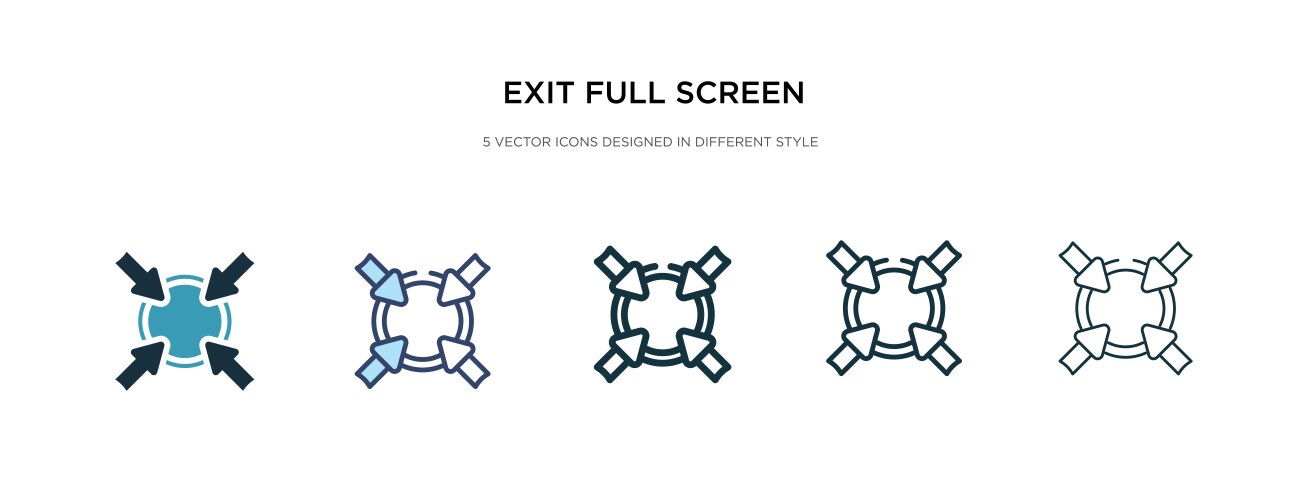 Exit full screen arrows icon in different style vector image