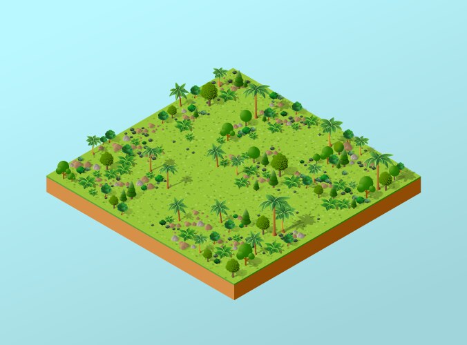 Isometric 3d park trees forest nature elements Vector Image