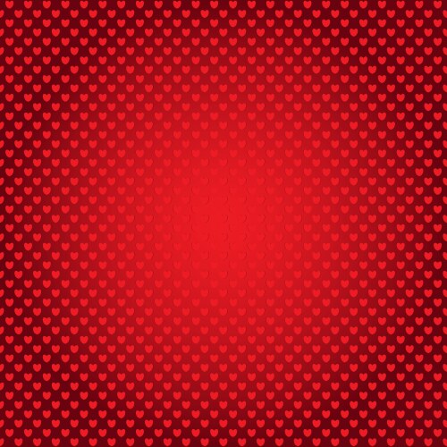 Shiny red gradient seamless pattern with hearts vector image
