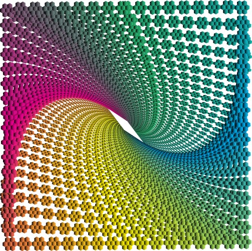 Digital visuals with colorful hexagonal patterns vector image