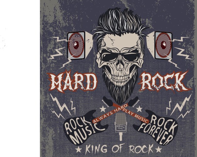 Vintage Rock Label - Skull & Guitar Vector Image