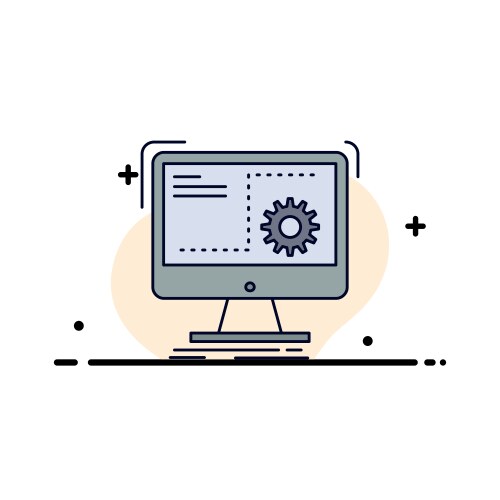 Command computer function process progress flat vector image