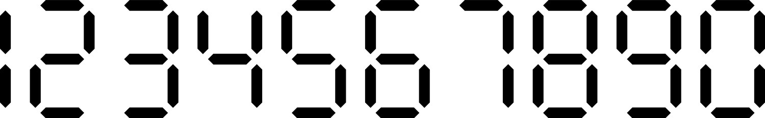 Black digital numbers seven-segment display vector image