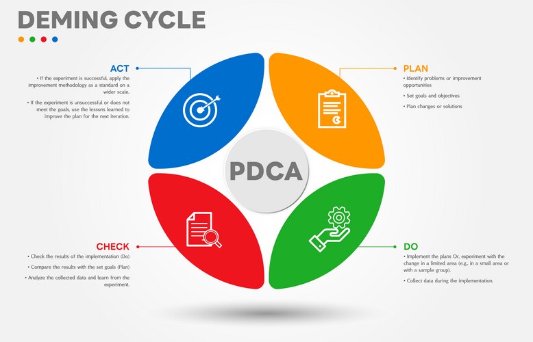 PDCA Cycle - Plan Do Check Act – Royalty-Free Vector | VectorStock