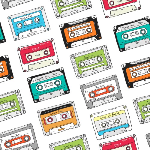 Retro Music Cassette Pattern vector image