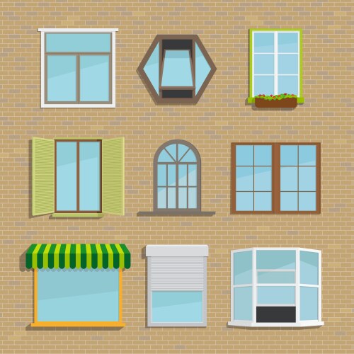 Set of icons different types windows vektorbild
