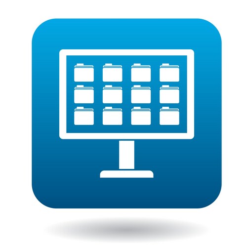 Storing files in computer icon simple style vector image