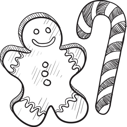 Festive Candy Cane Doodle Vector Image