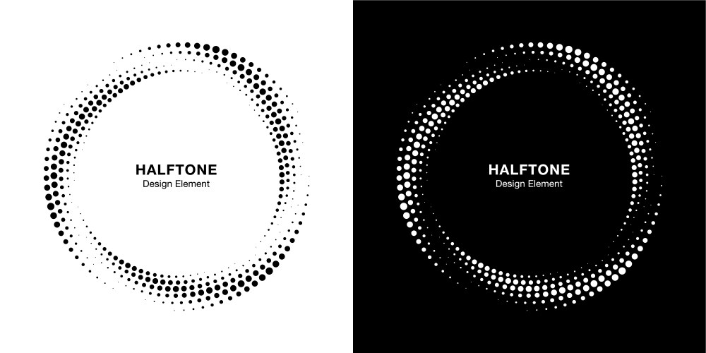 Halftone dots circle frame logo emblem design Vector Image