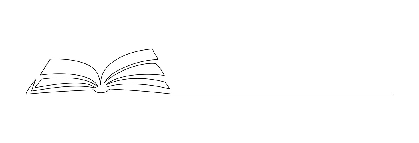 One continuous line drawing of opened book vector image