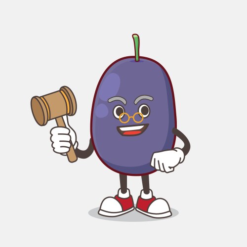 Java plum cartoon mascot character as wise judge vector image
