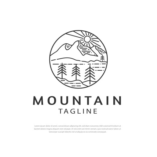 Mountains logo in simple line vector image