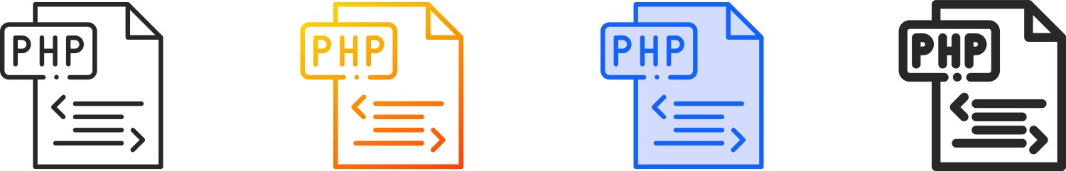 Php iconthin linear gradient blue stroke and bold vector image