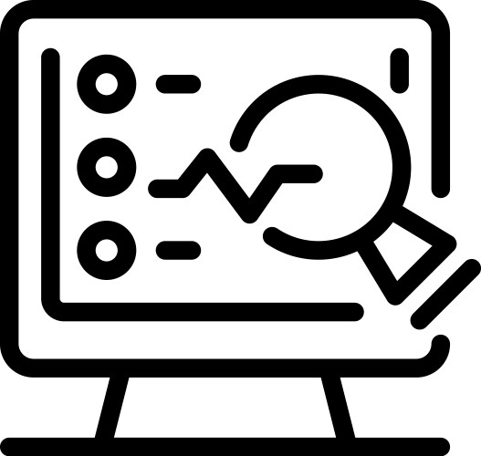 Magnifying glass analyzing data on a computer vector image