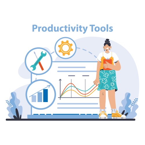 Productivity boosting concept flat Royalty Free Vector Image