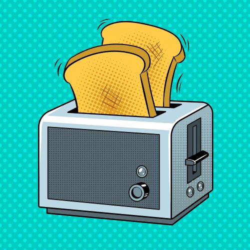 Toasts fly up from toaster pop art – Royalty-Free Vector | VectorStock