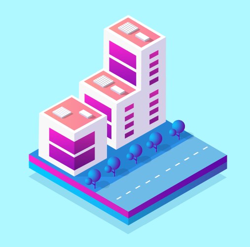 isometric 3d module block district part vector image