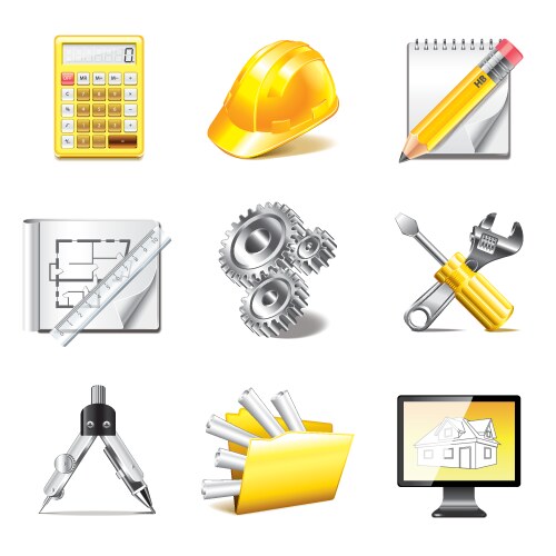 Building and construction materials icon set Vector Image