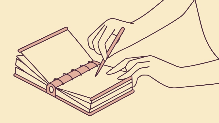 Hands or writing in a notebook design generative vector image