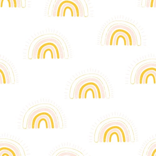 Cute boho rainbows seamless pattern hand drawn Vector Image