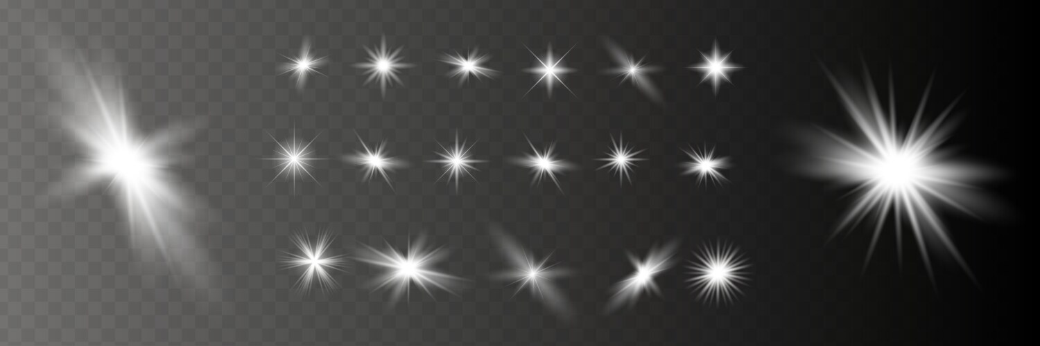 Glow isolated white transparent light effect set Vector Image