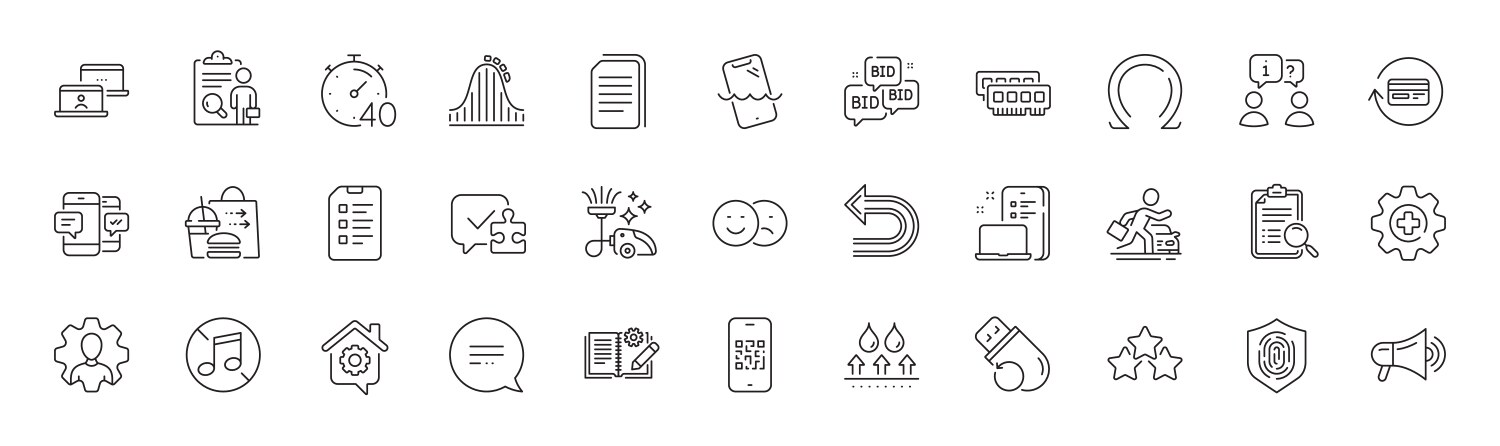 Device timer and like line icons for web app vector image