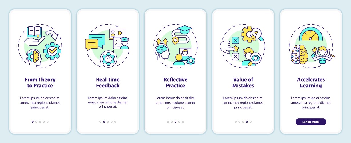 learning advantages onboarding mobile app screen vector