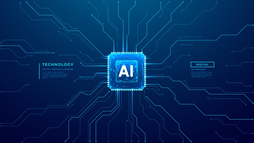 Semiconductor or cpu processor ai chip background vector image