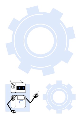 Robot gesturing with gears in background vector image