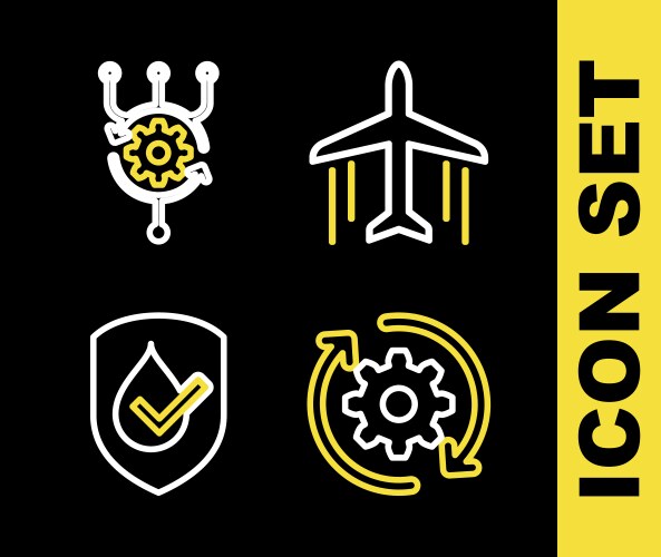 Set line plane gear and arrows as workflow vector image