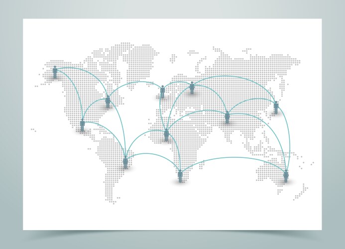 Global Network Map with Connection Points vector image