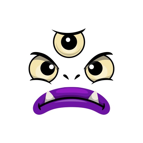 Monster face cartoon icon with three eyes vector image