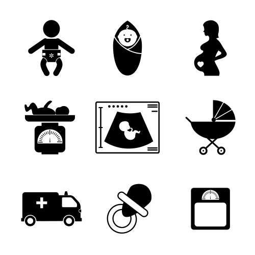 Pregnancy and birth icons vector image