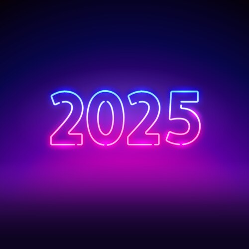 Happy new year 2025 neon sign Vector Image