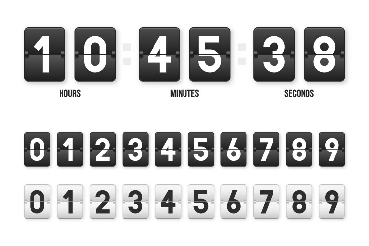 Clock countdown display in retro style flip vector image