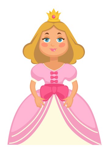 Elegant Princess in Crown and Dress Vector Image