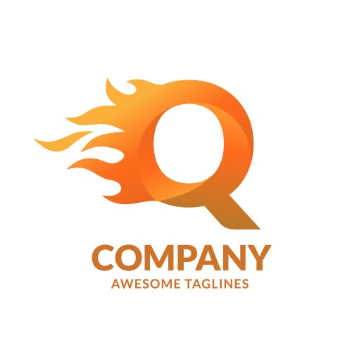 Letters q and fire logo Vector Image