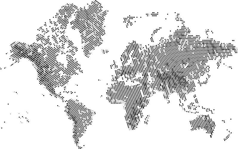 World map with halftone effect Royalty Free Vector Image