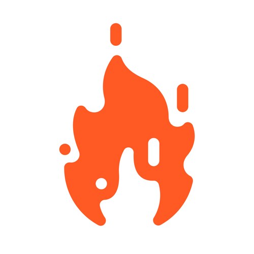 Fire flames with sparks new orange icon Royalty Free Vector