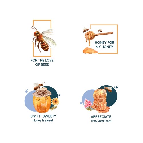 Honey Branding Concept - Watercolor Vector Image