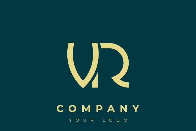 VR Monogram Logo - Gold Teal Vector Image