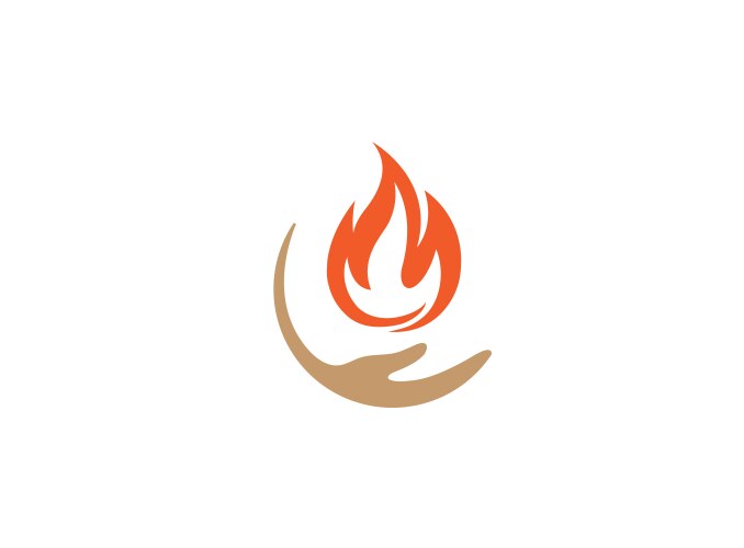 Hand Holding Flame Logo Vector Image