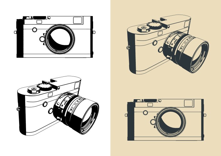 Mirrorless rangefinder camera vector image