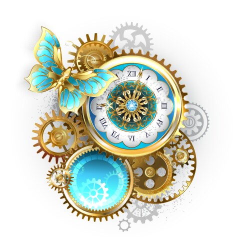 Steampunk gears and machinery engraving Royalty Free Vector